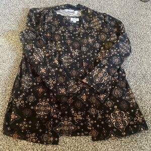 New Denim & Co Printed Tunic Long Sleeve Cardigan with Sleeveless Tank Top Set M